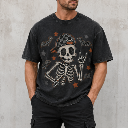 Vintage Rock Skeleton Halloween Graphic Tee