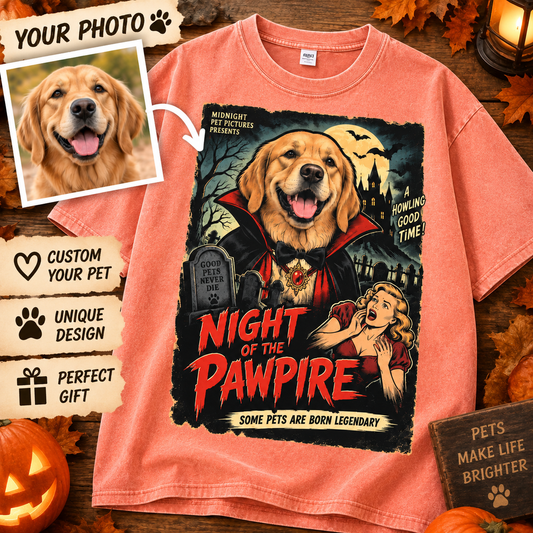 Custom Pet Night of the Pawpire T-Shirt – Personalized From Your Photo