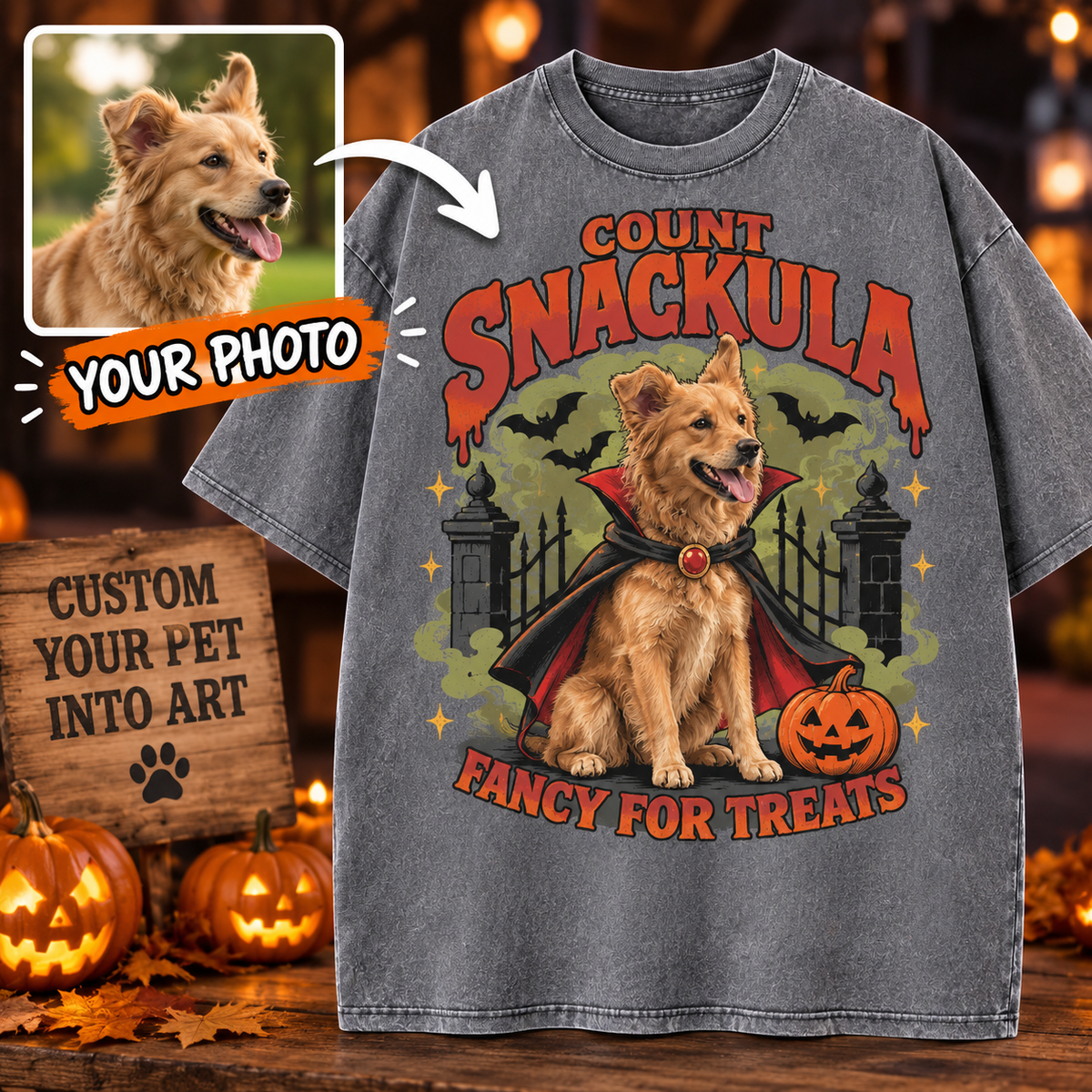 Custom Pet Count Snackula T-Shirt – Personalized From Your Photo