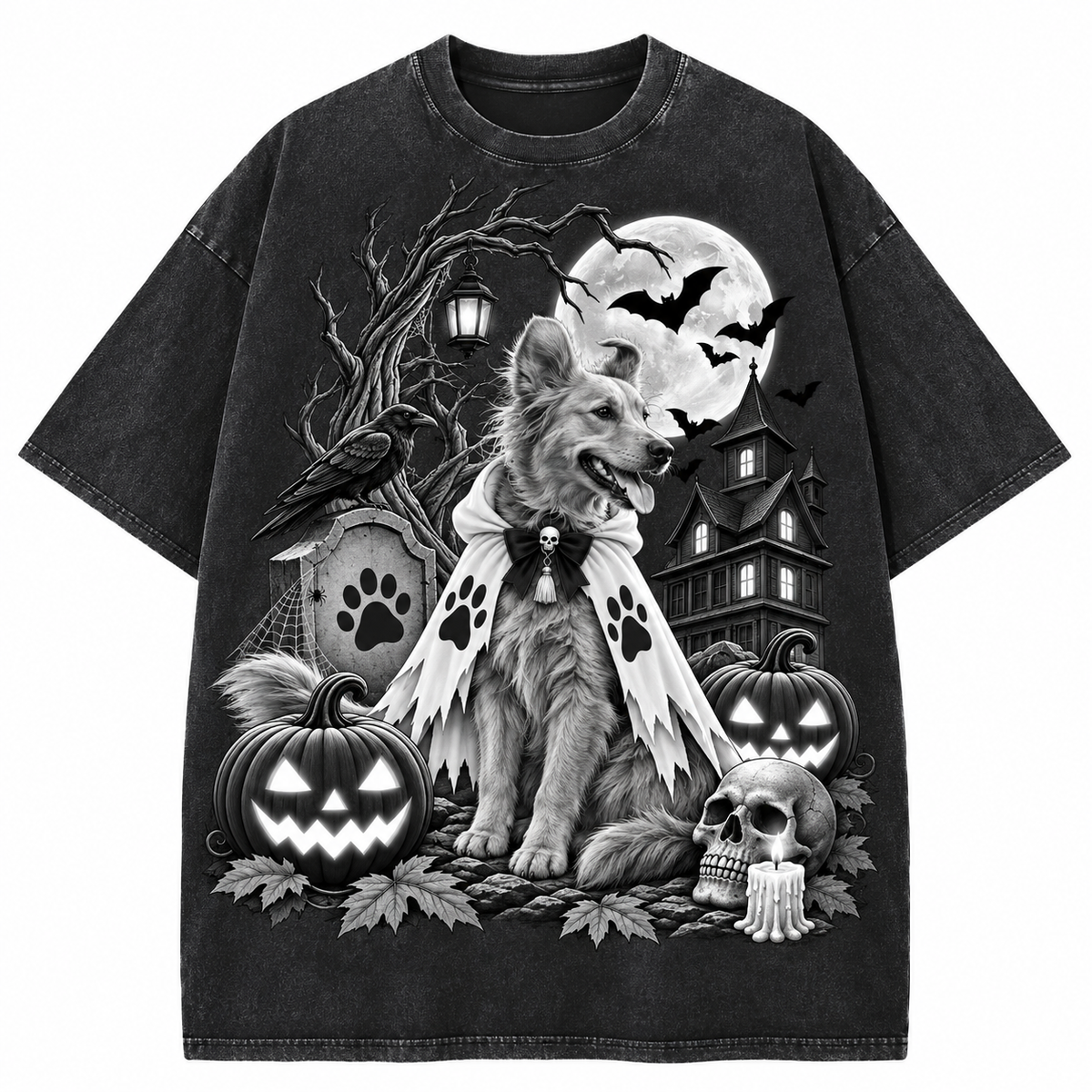 Custom Pet Haunted Moon T-Shirt – Personalized From Your Photo