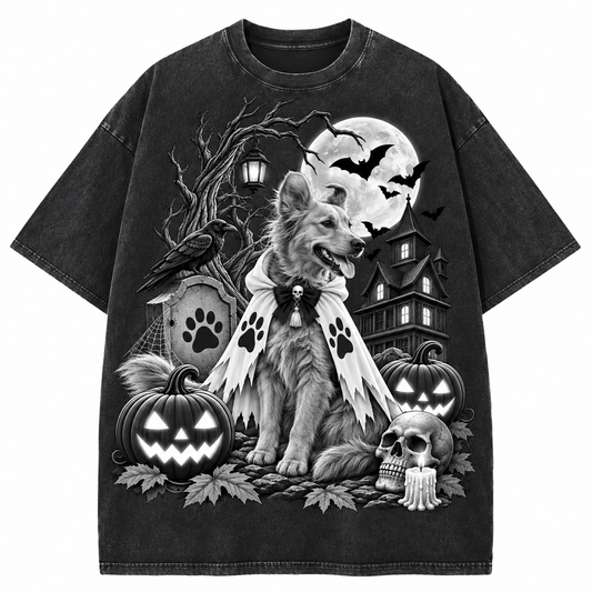 Custom Pet Haunted Moon T-Shirt – Personalized From Your Photo