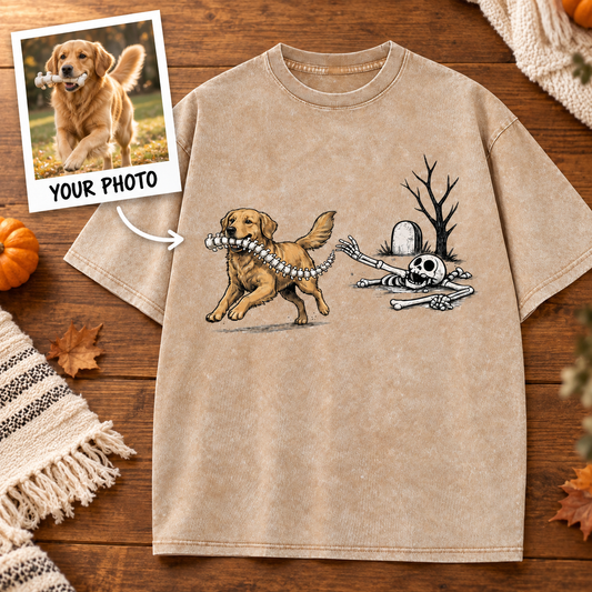 Custom Pet Bone Thief T-Shirt – Personalized From Your Photo