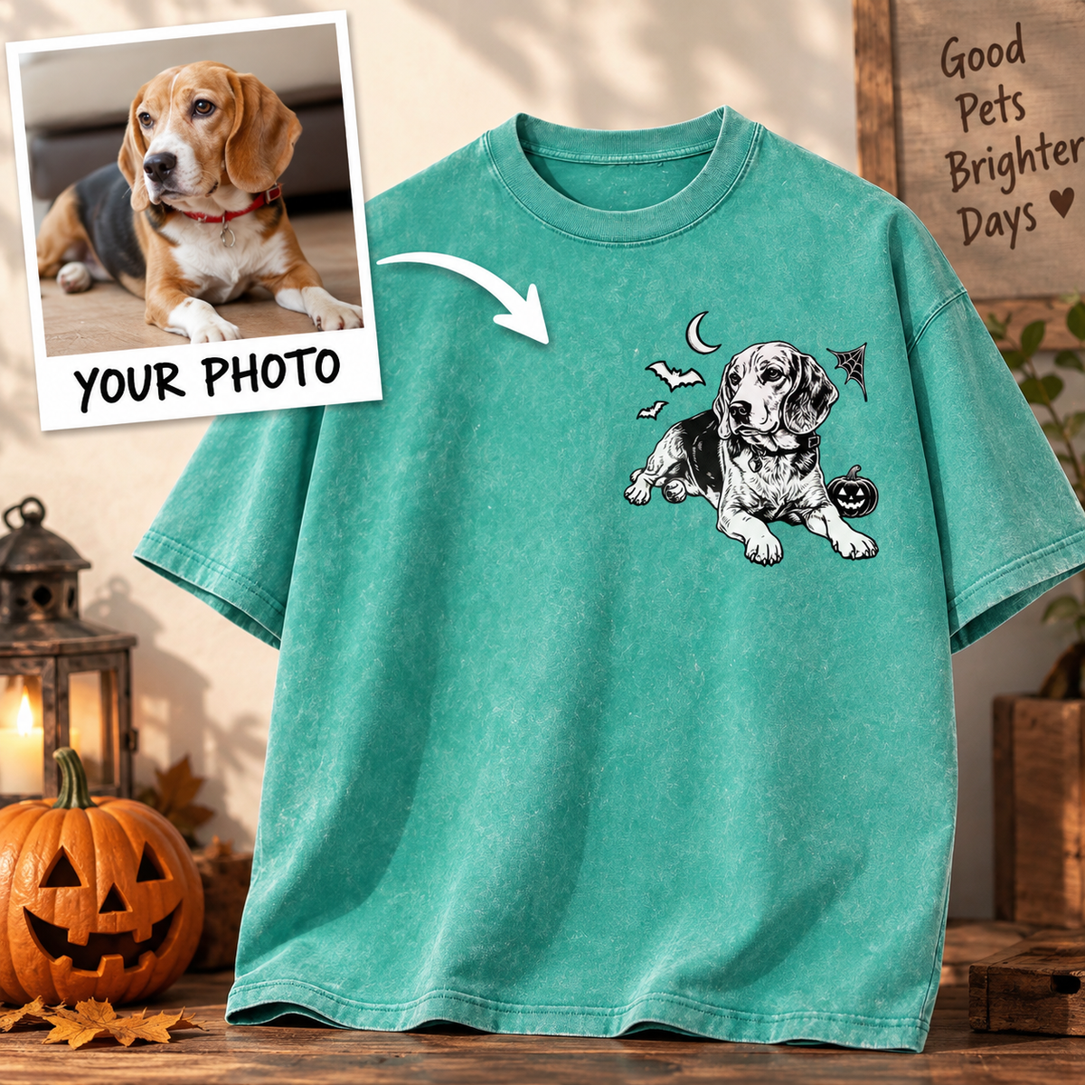 Custom Pet Spooky Companion T-Shirt – Personalized From Your Photo