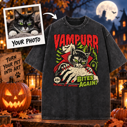 Custom Pet Vampire Bite T-Shirt – Personalized From Your Photo