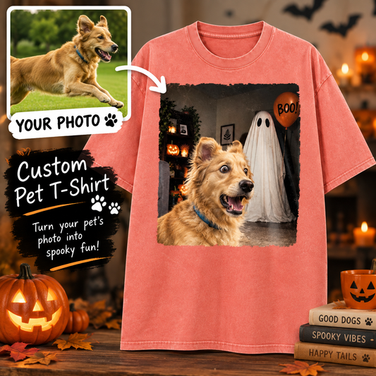 Custom Pet Ghost Photobomb T-Shirt – Personalized From Your Photo