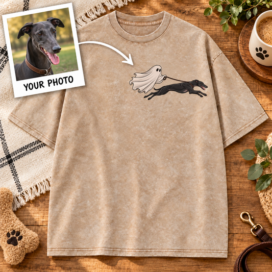Custom Ghost Walking Dog T-Shirt – Personalized From Your Photo