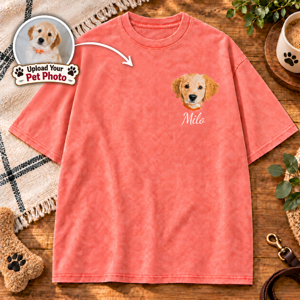Custom Pet Portrait & Name T-Shirt – Personalized from Your Photo