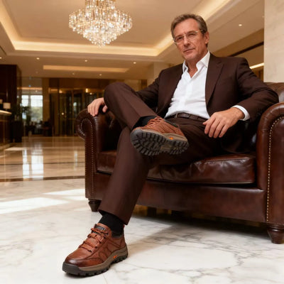 Εργονομικά δερμάτινα παπούτσια με ορθωτικά — Υψηλής ποιότητας ιταλικό δέρμα αγελάδας, στήριξη καμάρας και ανακούφιση από τον πόνο στα πόδια